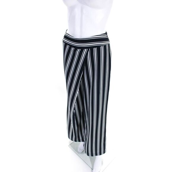 JOA Los Angeles Womens High Rise Wide Leg Stripe Pants Navy White Size Small - Picture 2 of 7